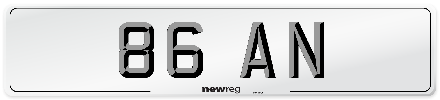 86 AN Number Plate from New Reg